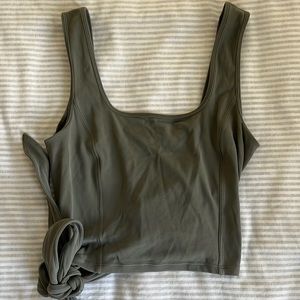 Lululemon olive green wrap around cropped tank top